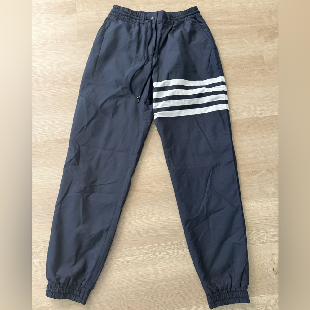 Womens Thom Browne navy track pants